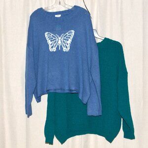 BUNDLE OF 2 NWT Plus Size 3X Oversized Cropped Knit Sweaters by Rue21+